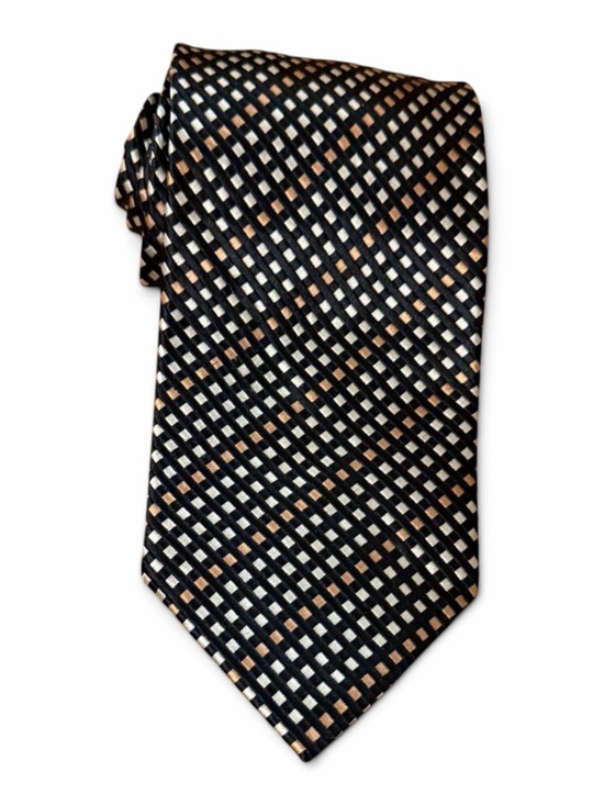 Valerio Garati Other - 👔Valerio Garati Pure Silk Handmade Tie in Black, Cream & Tan Grid Pattern